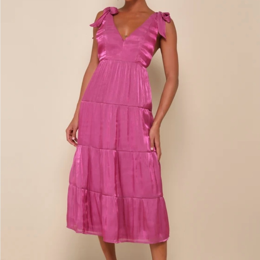 Shimmer Pink Midi Dress